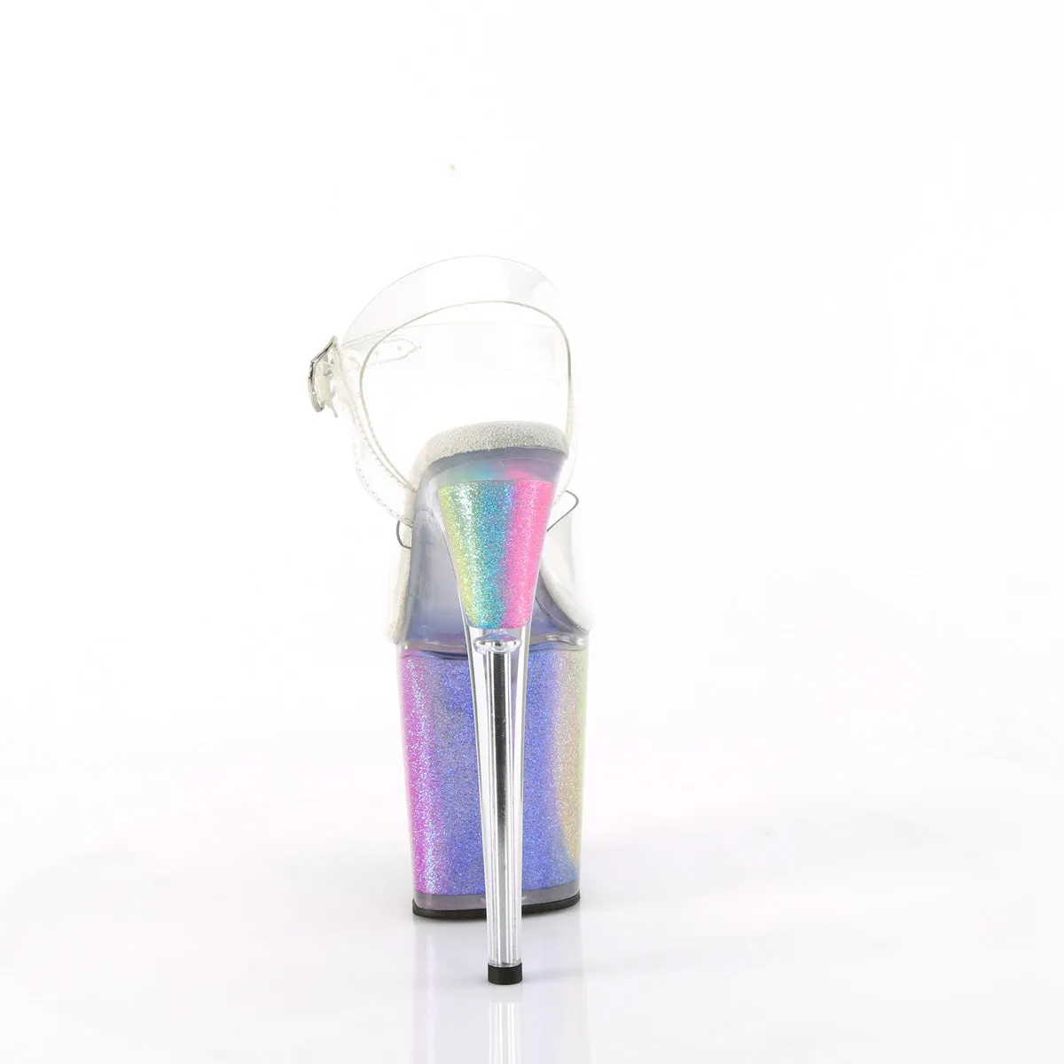 8 Inch Heel FLAMINGO-808RG-01 Clear Rainbow Glitter