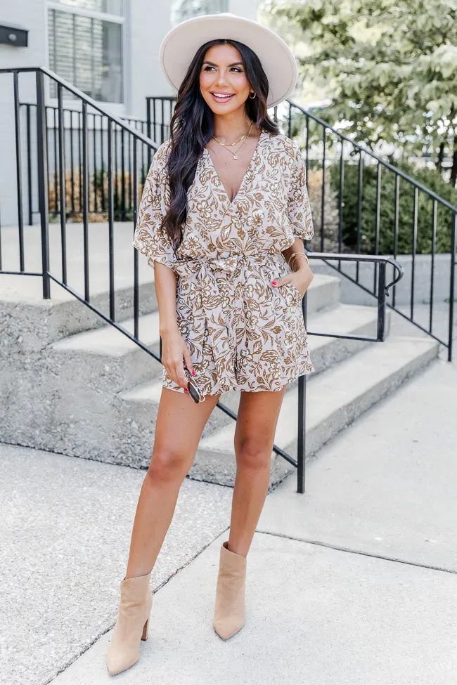 A Million Times Brown Floral Printed Romper FINAL SALE