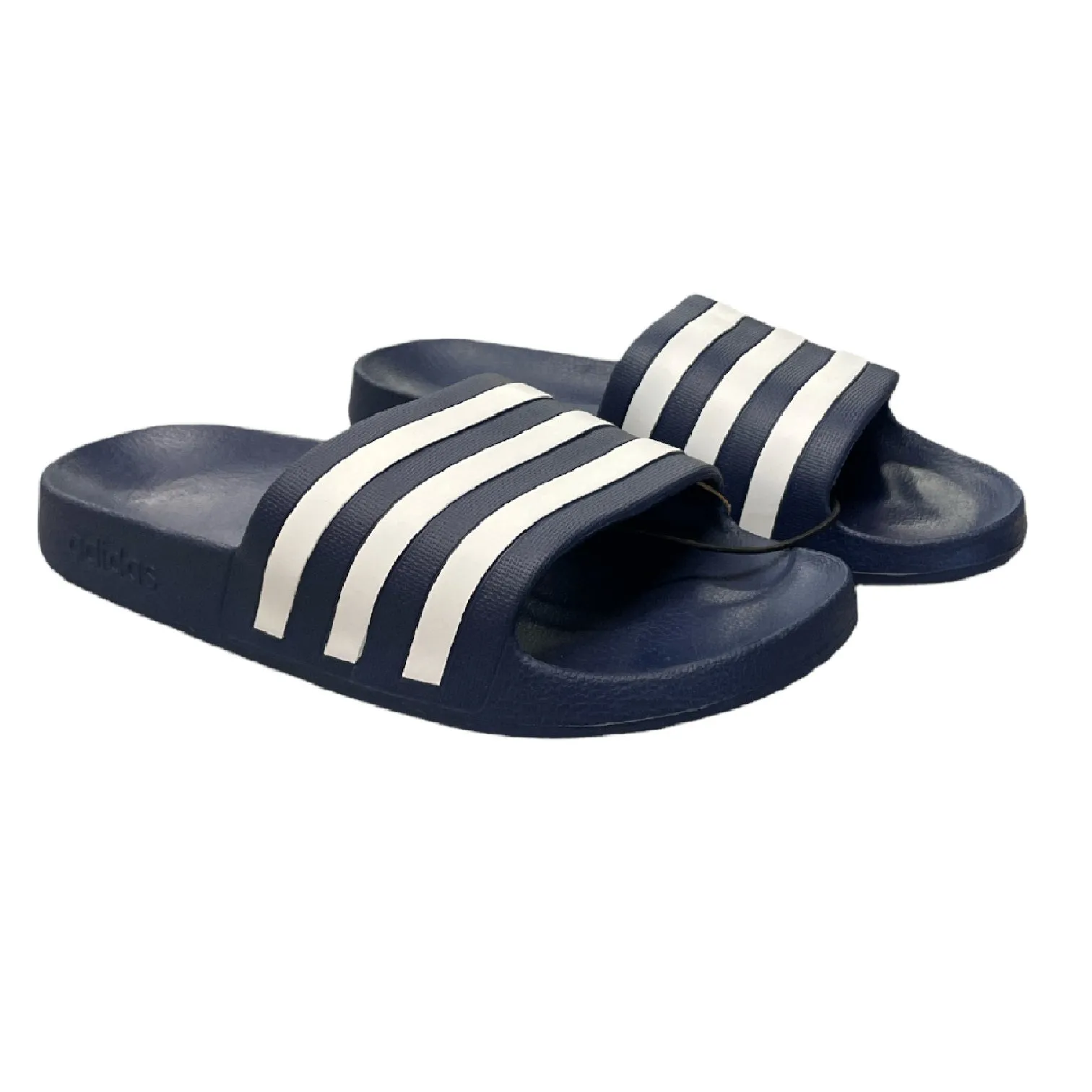 Adidas Unisex Adult Adilette Aqua Slide Sandals w/ Cloudfoam Footbed (Navy, Men US 12, Women US 13)