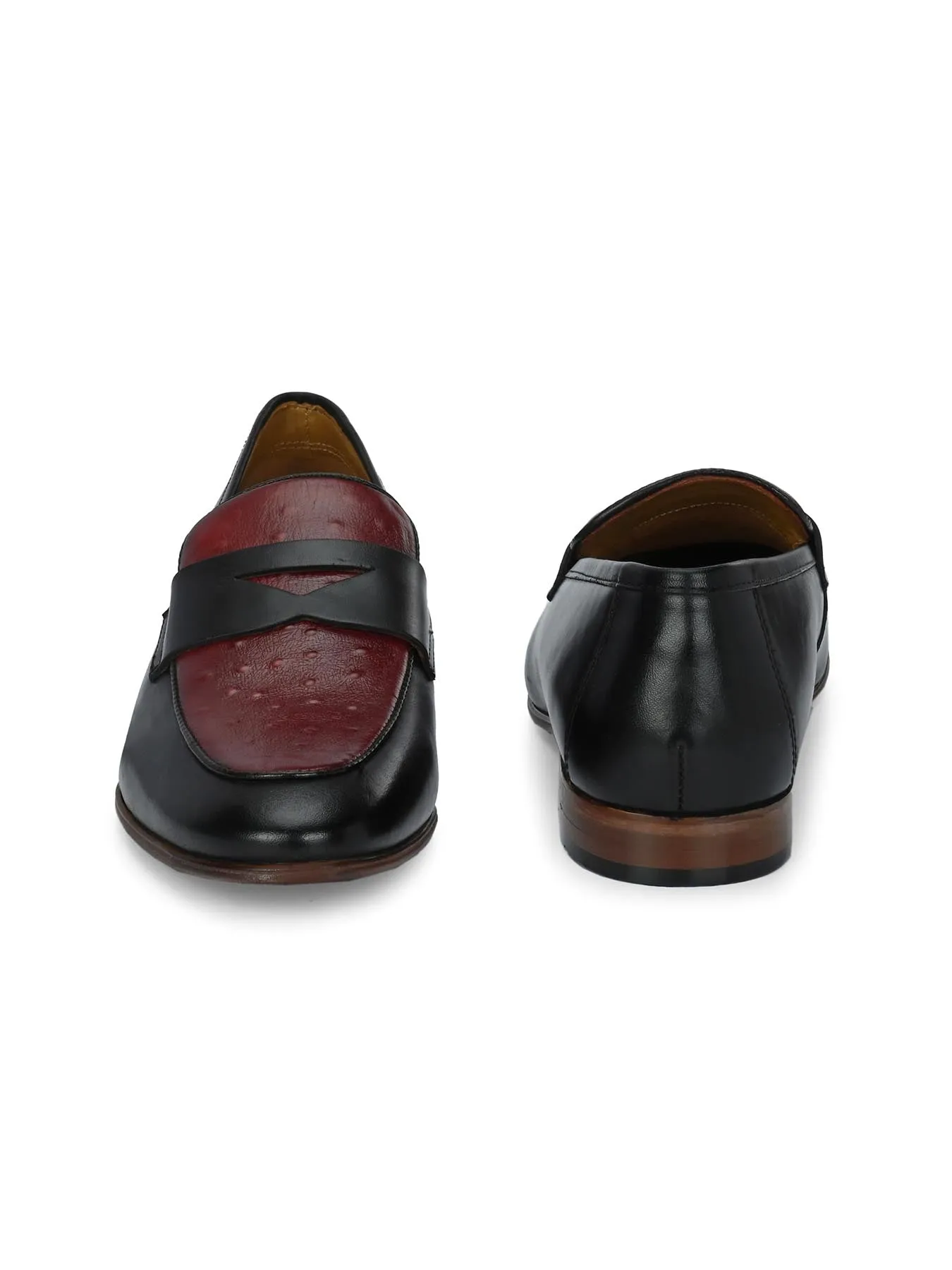 Alberto Torresi Genuine Leather Black Bordo Loafers For Men