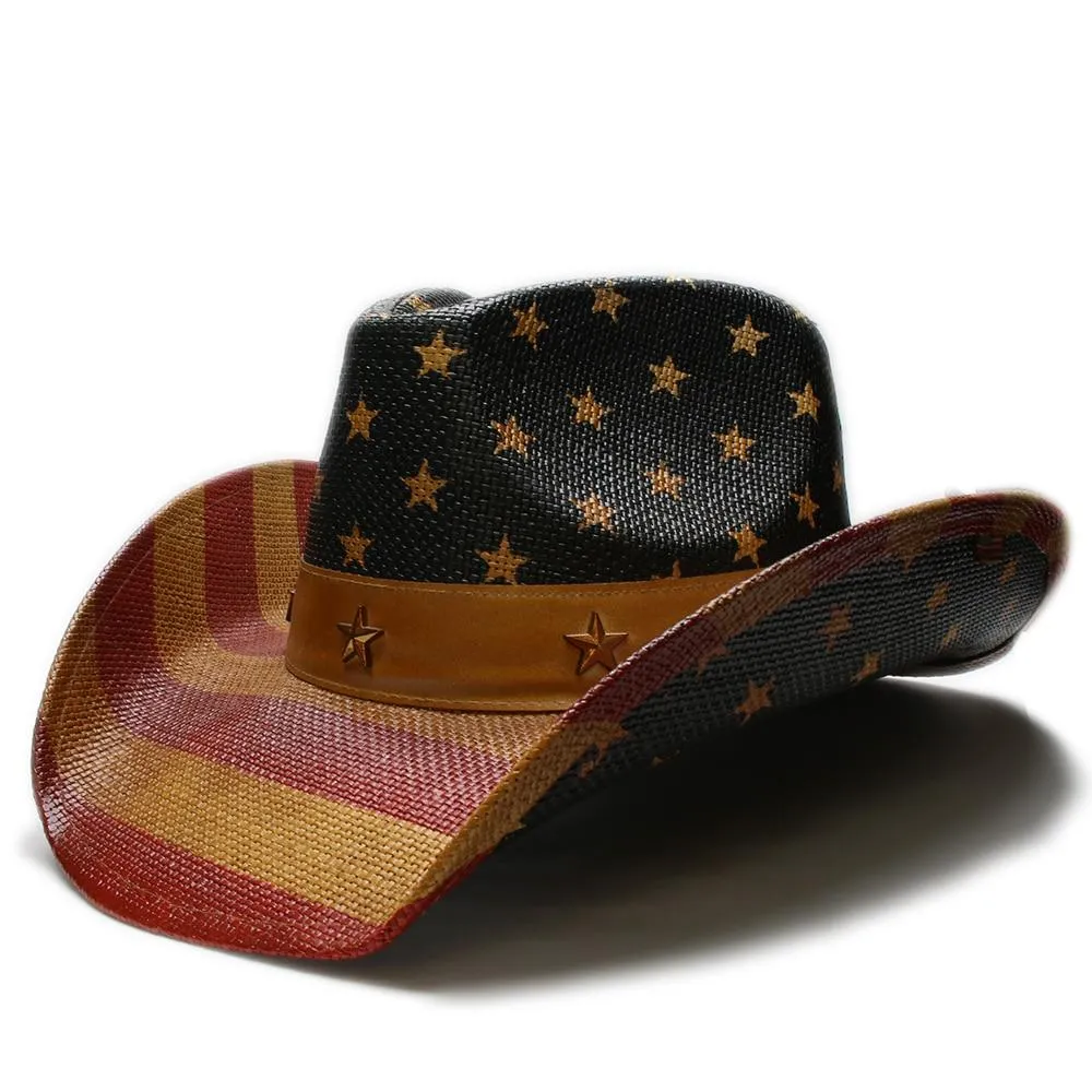 American Flag Cowboy Hat with Adjustable Strap