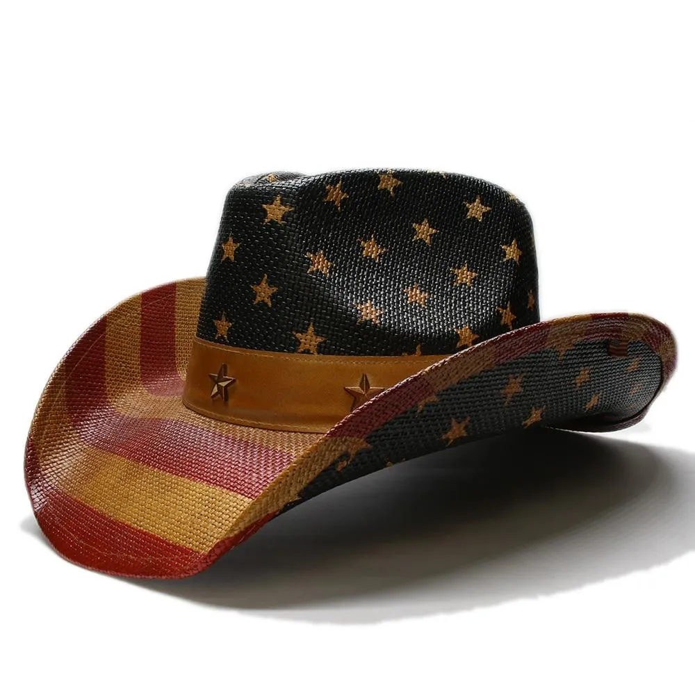 American Flag Cowboy Hat with Adjustable Strap