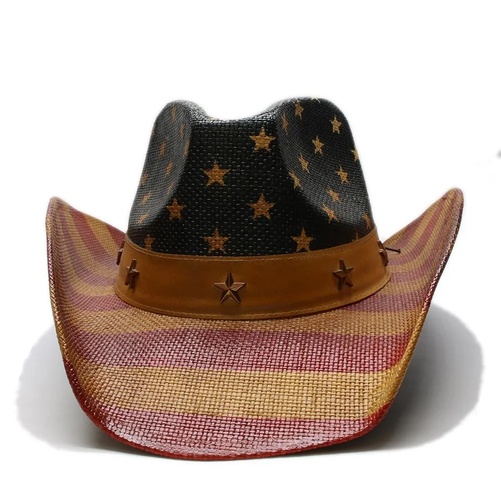 American Flag Cowboy Hat with Adjustable Strap