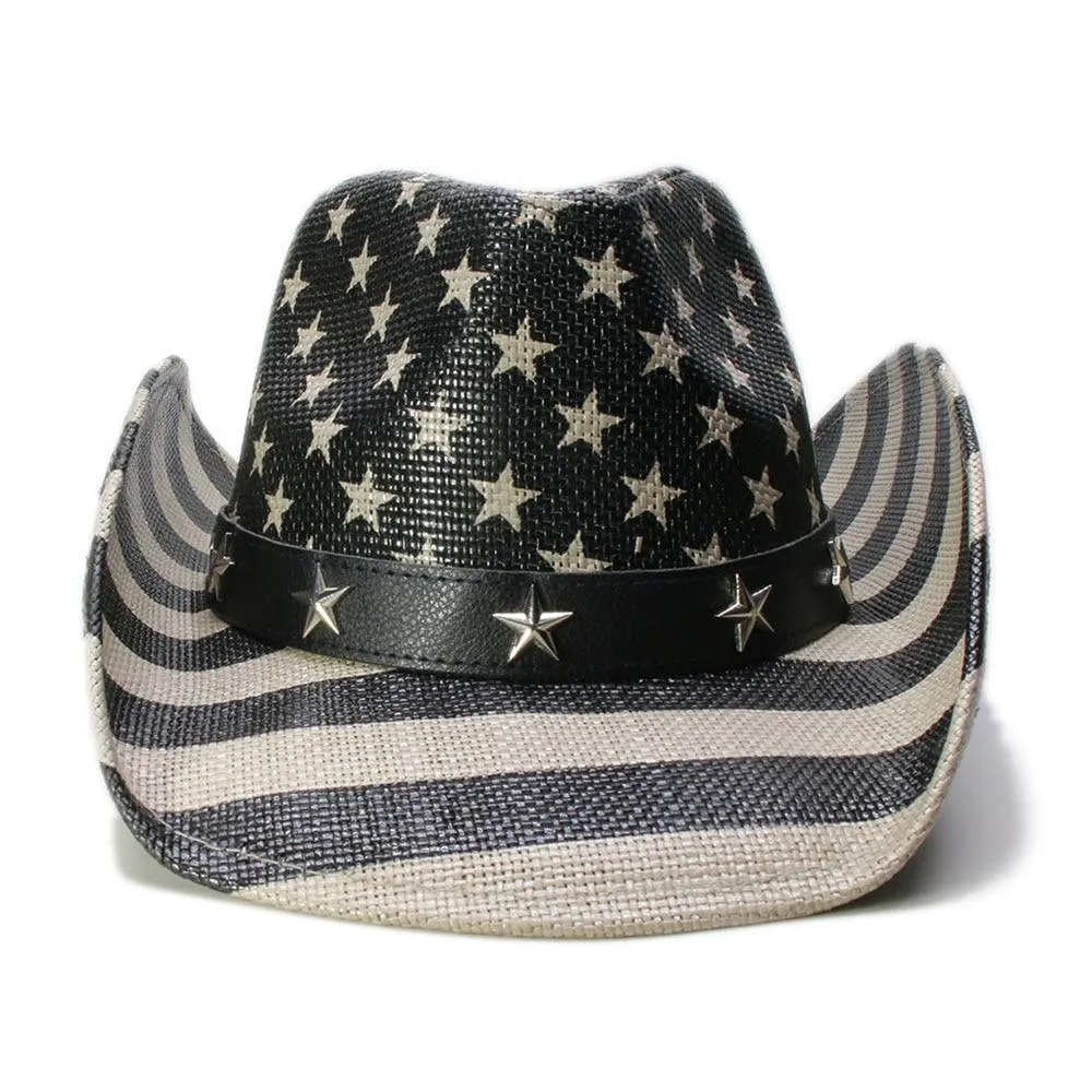 American Flag Cowboy Hat with Adjustable Strap