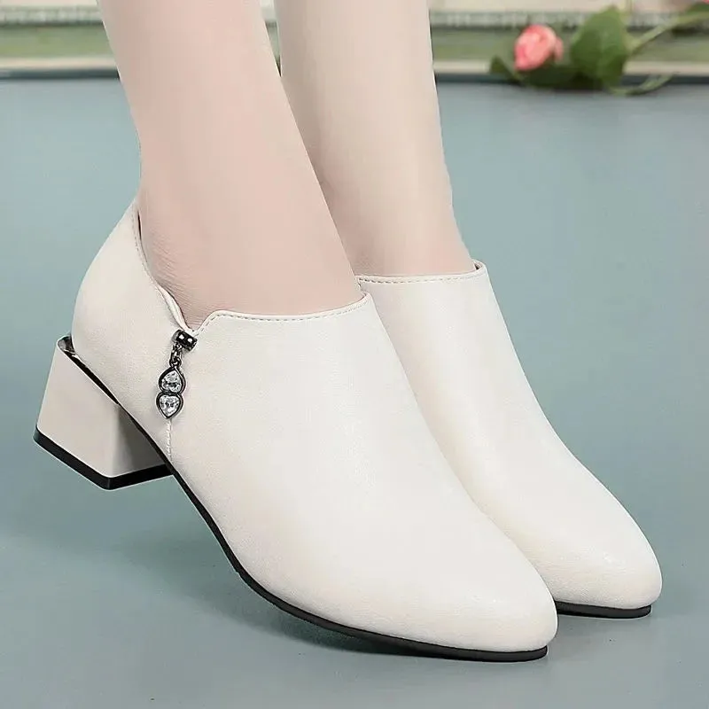 Ashore Shop  Women Cute Sweet High Quality Square Heel Short Ankle Boots   Winter Heel Shoes