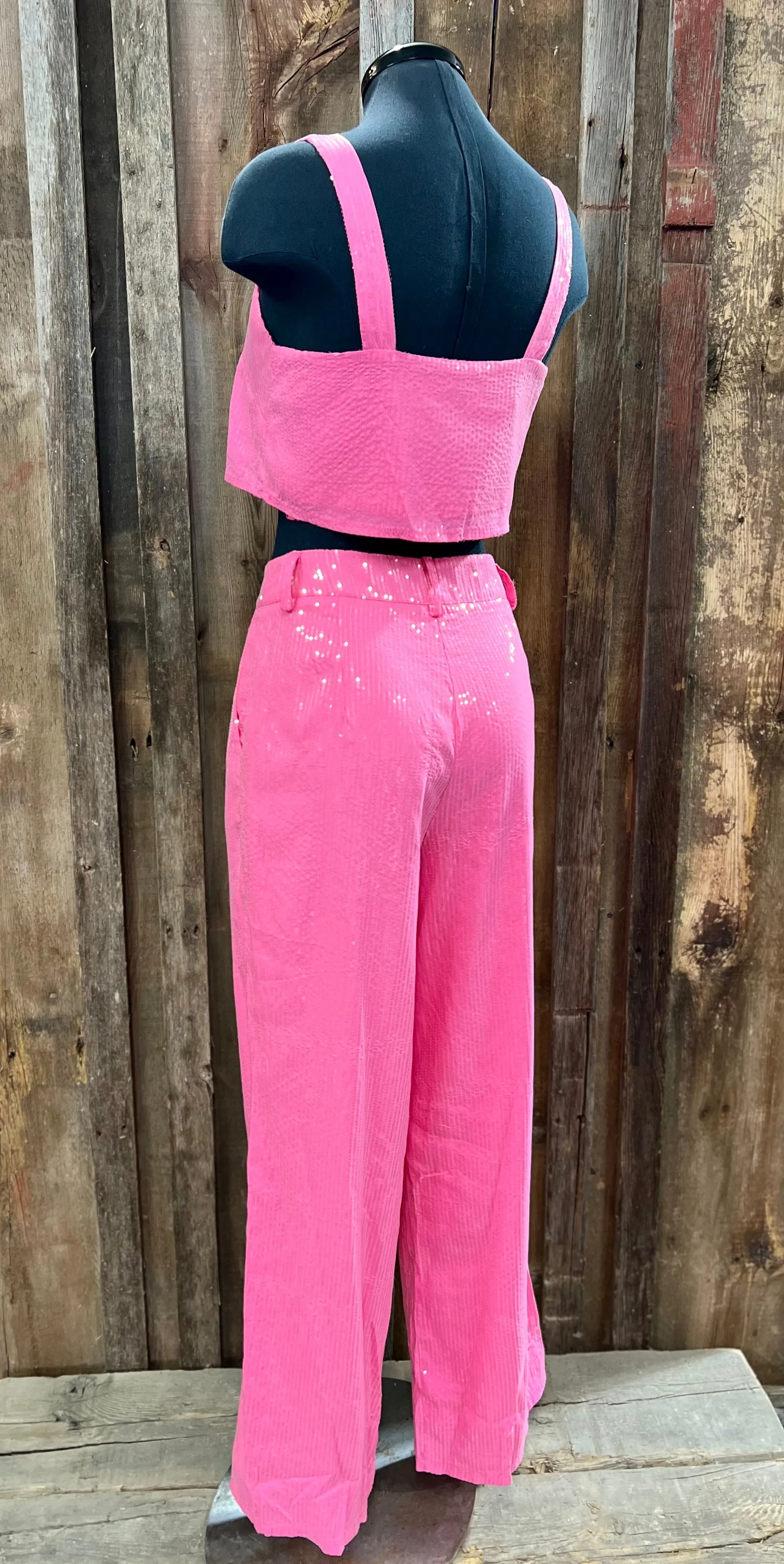 Barbie Pink Sequin Top Pant Set