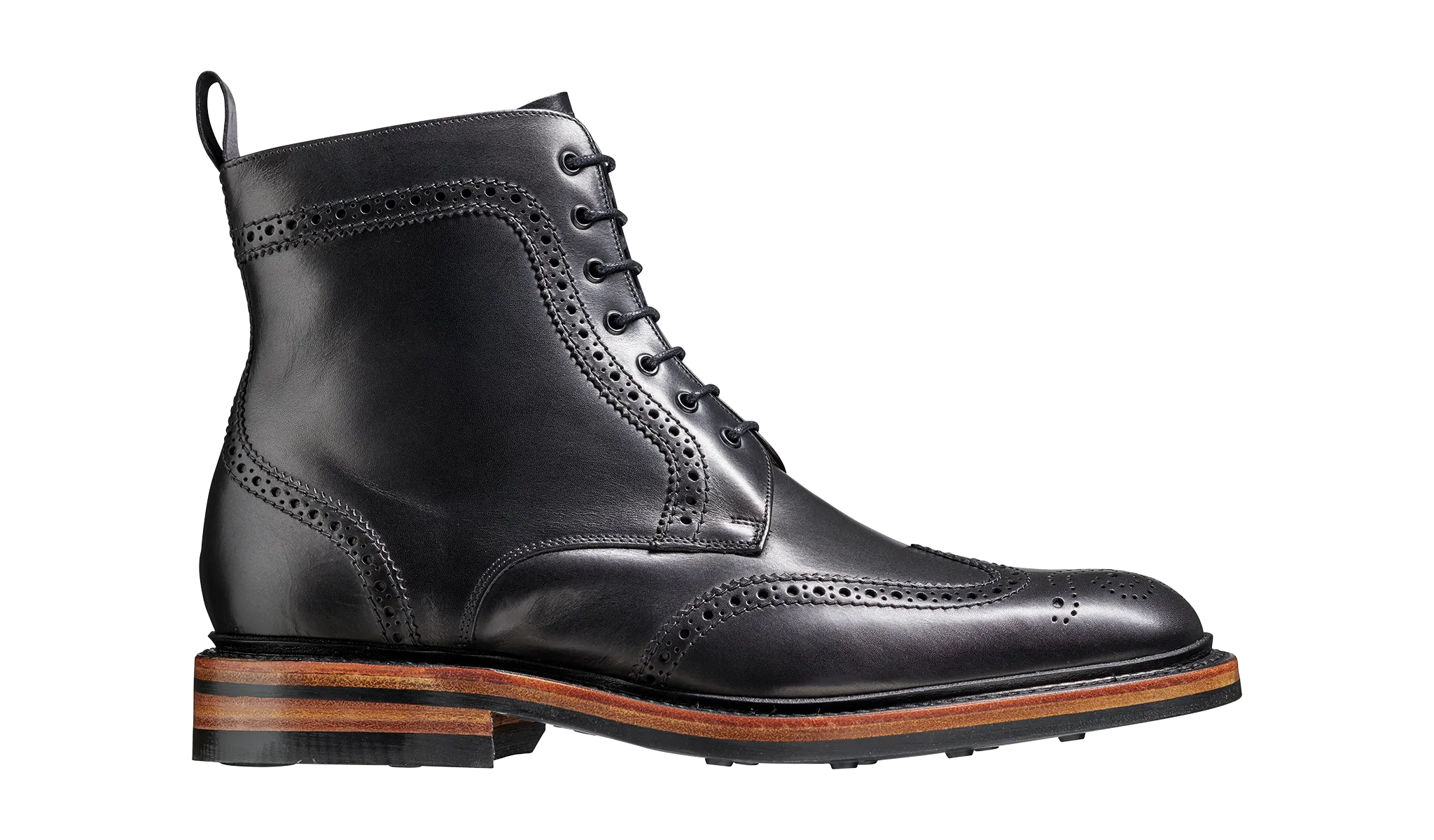 Barker Calder Rugged Wind Cap Boot- Black Calf