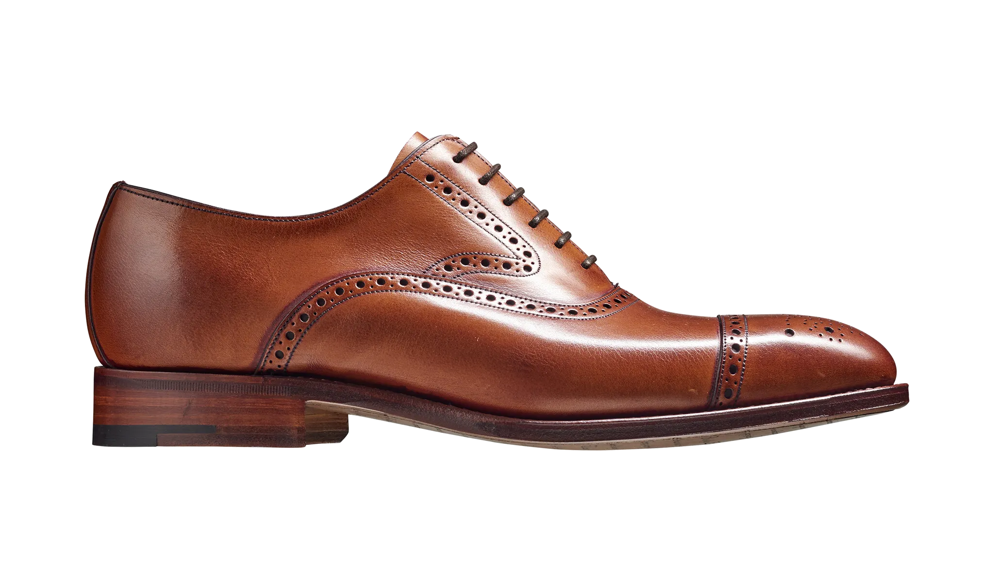 Barker Lerwick Classic semi brogue Oxford Shoe - Antique Rosewood Calf