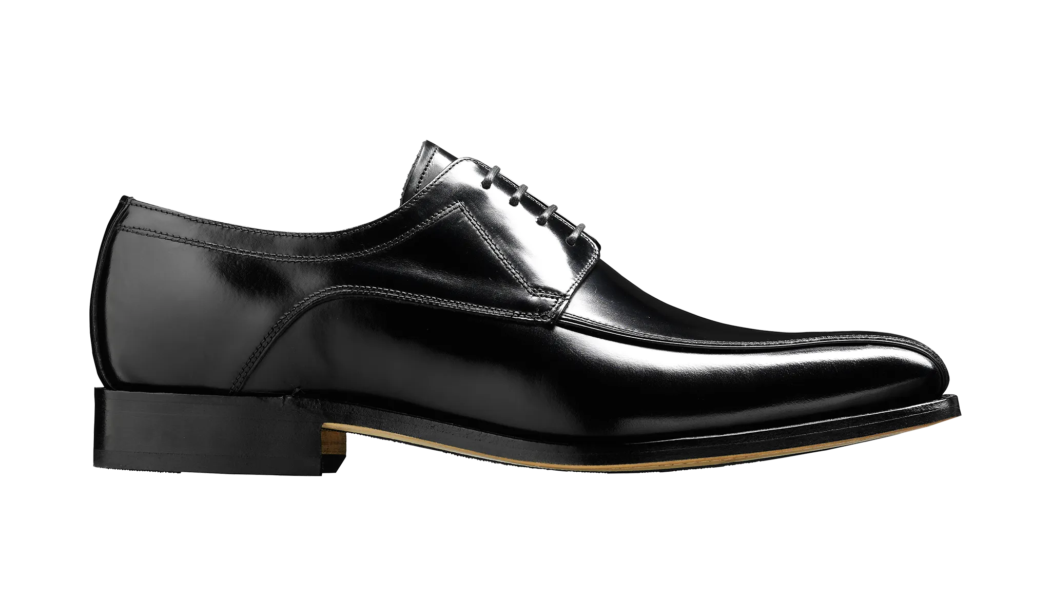 Barker Newbury  Chiselled Tramline Derby Shoe - Hi Shine Black