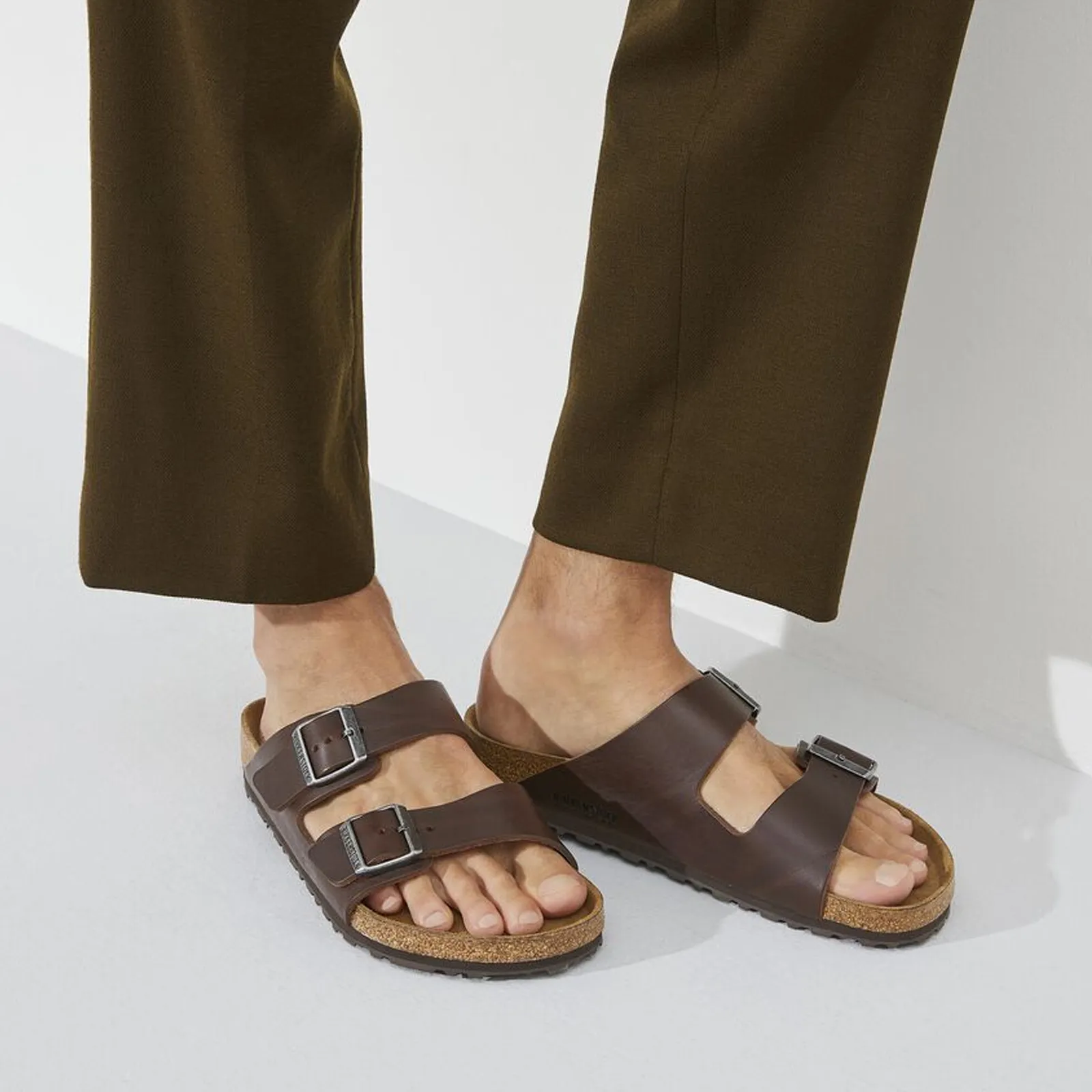 Birkenstock Arizona Grip Slide Sandal (Men) - Vintage Wood Roast Leather