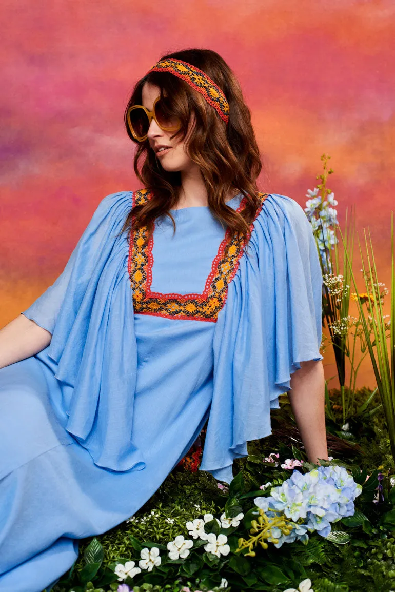 Bluebird Sky Blue Trimmed Maxi Dress