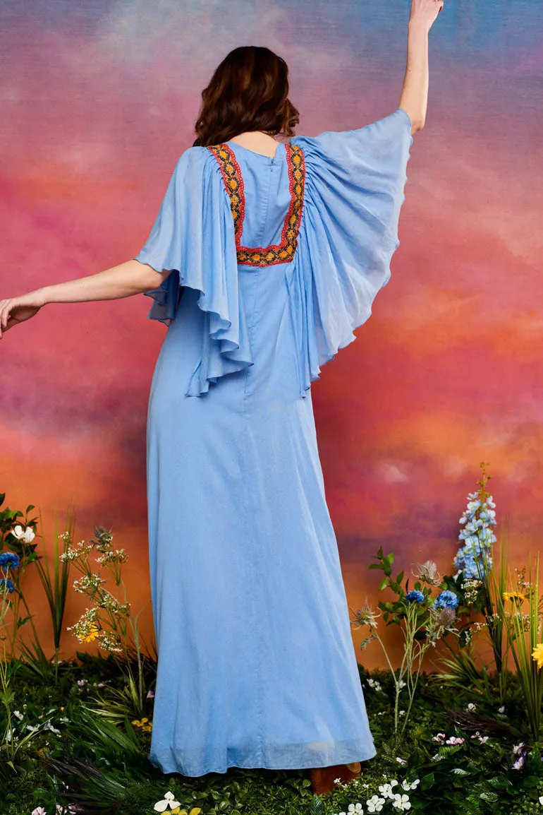 Bluebird Sky Blue Trimmed Maxi Dress