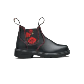 Blundstone Black With Red Rose Elastic Kids' Boot