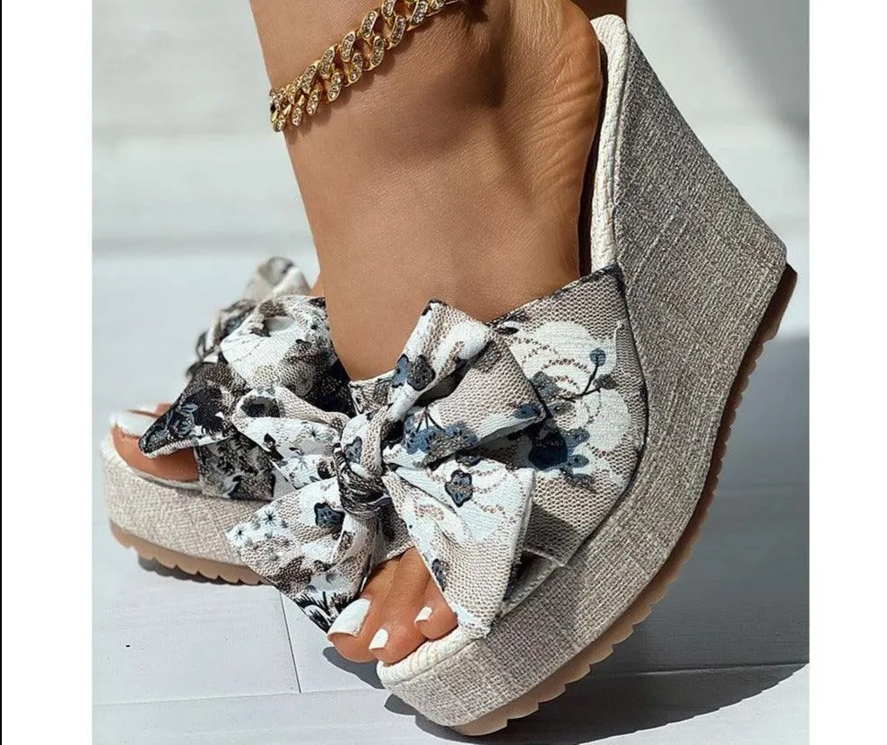 Chunky Printed Wedge Sandals