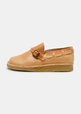 Corso Vegetable Tan Leather Buckle Monk Shoe On Crepe - Natural