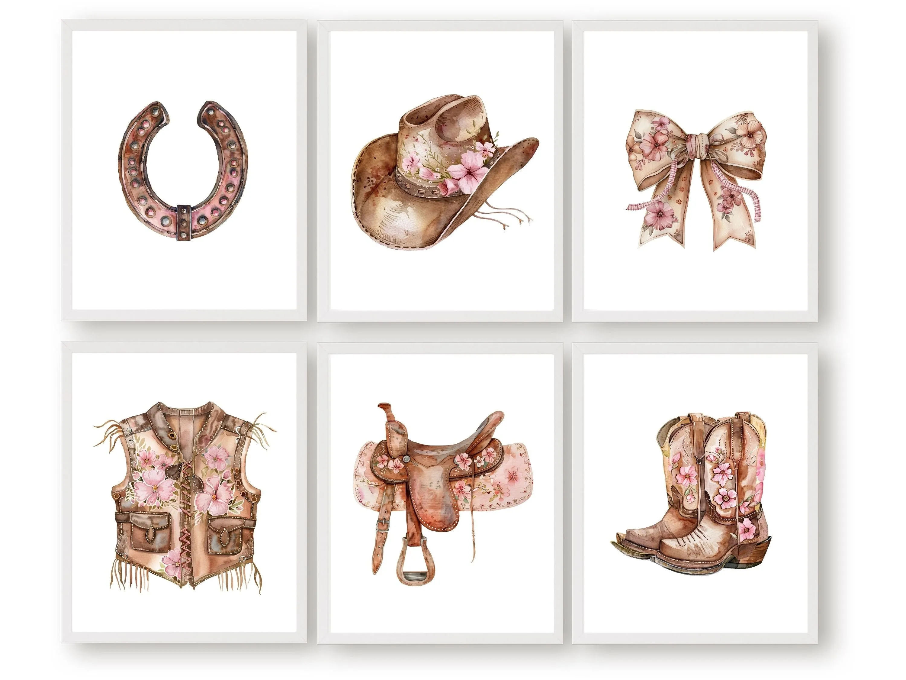 Cowgirl Nursery Prints - Set of 6