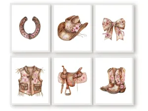 Cowgirl Nursery Prints - Set of 6