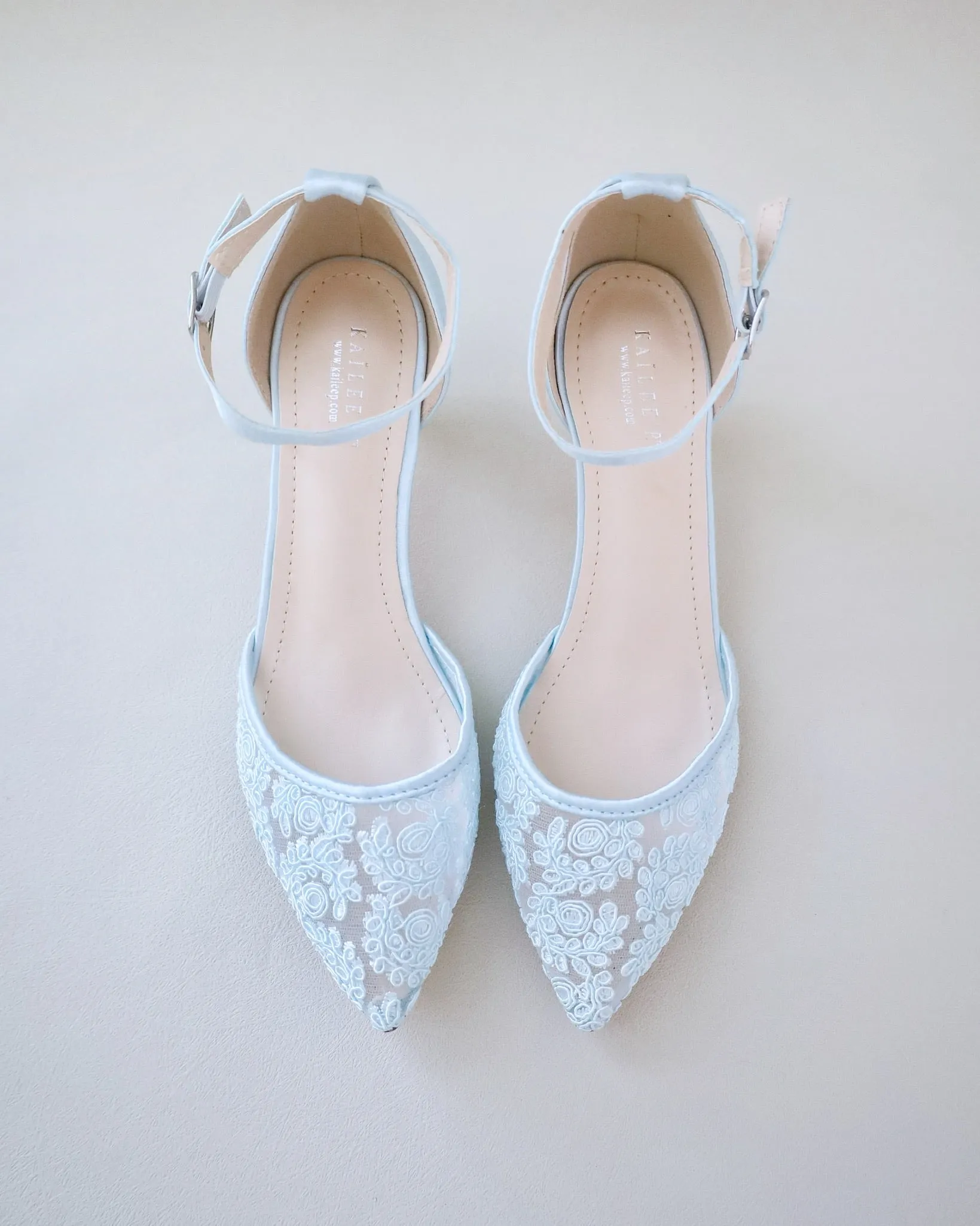 Crochet Lace Pointy Toe Wedding Low Heels