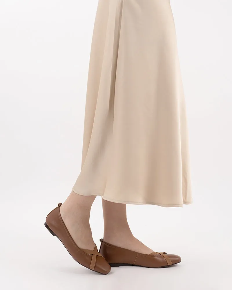 Crossover Straps Slip On Walking Ballet Flats