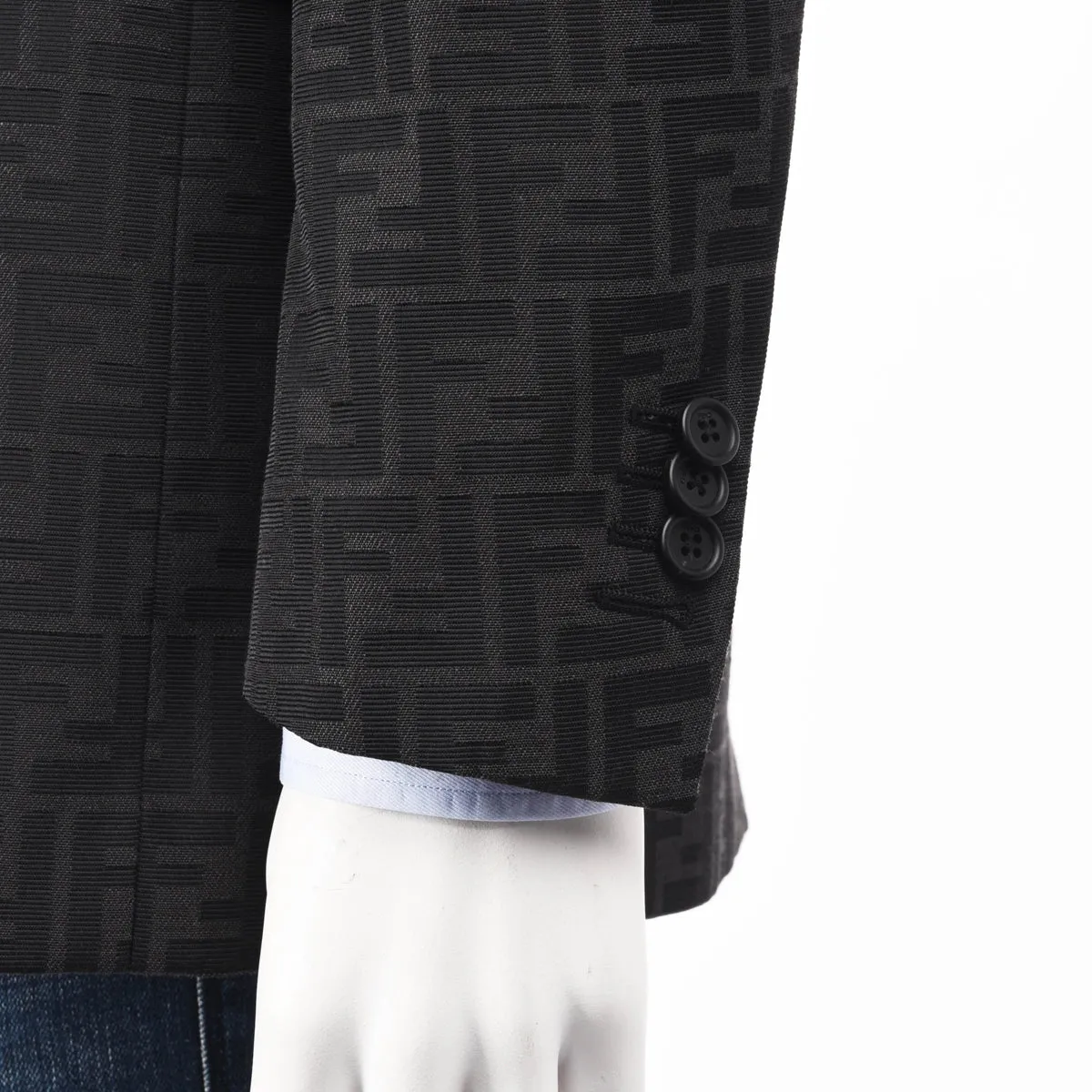 Fendi Charcoal FF Jacquard Blazer IT 50