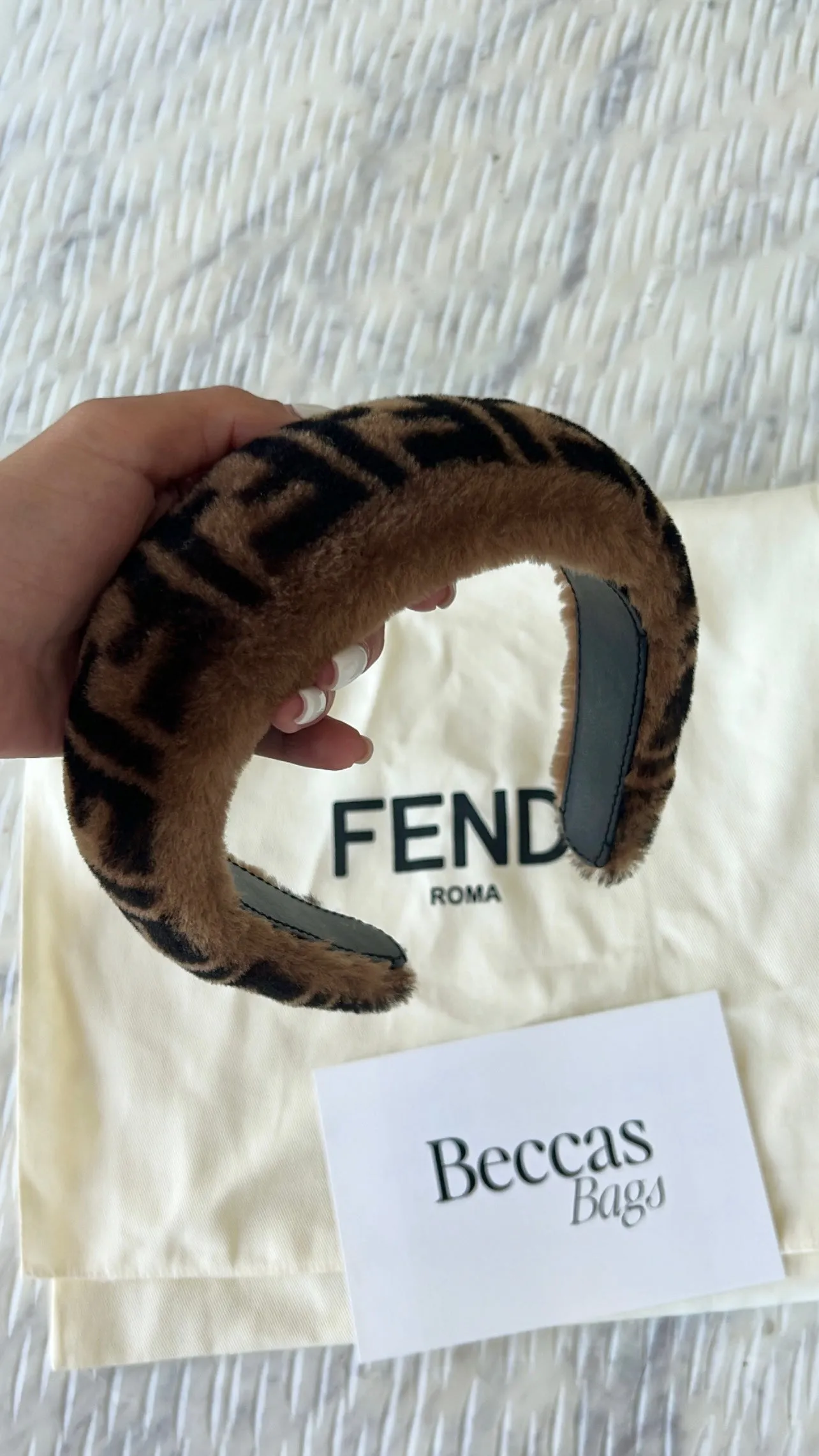 Fendi FF Shearling Headband