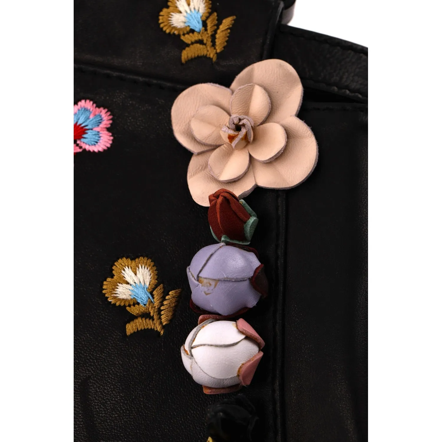 Fendi Floral Embellished Peekaboo Leather Crossbosy Bag