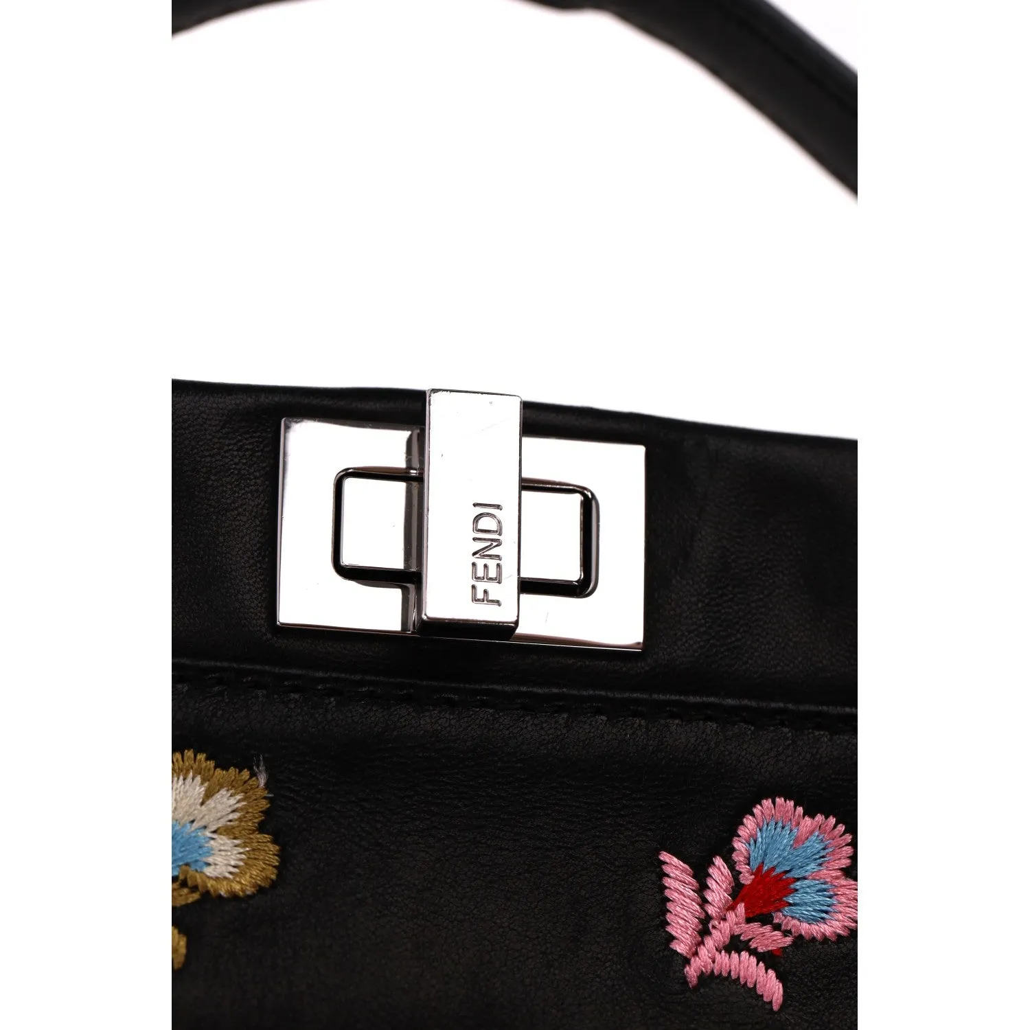 Fendi Floral Embellished Peekaboo Leather Crossbosy Bag