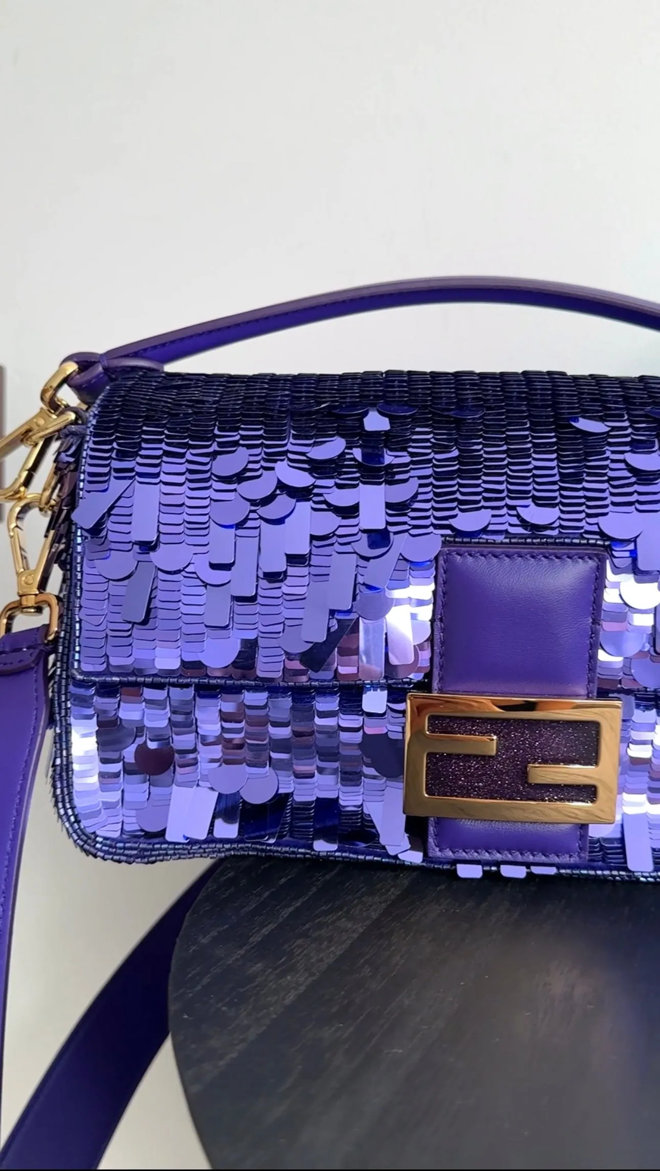 Fendi Purple Sequin Baguette 25th Anniversary