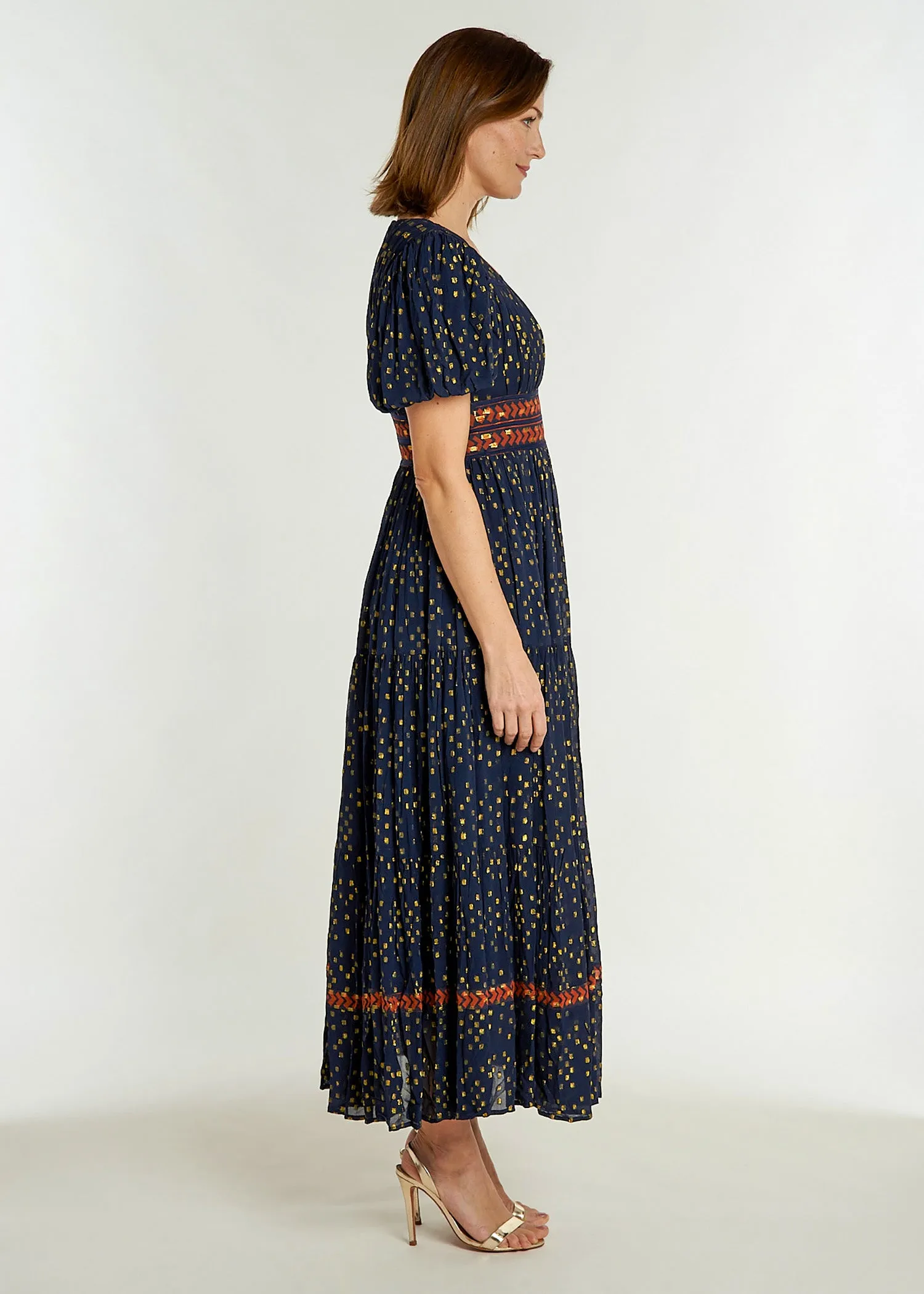 Heather Dress - Navy Blue/Gold