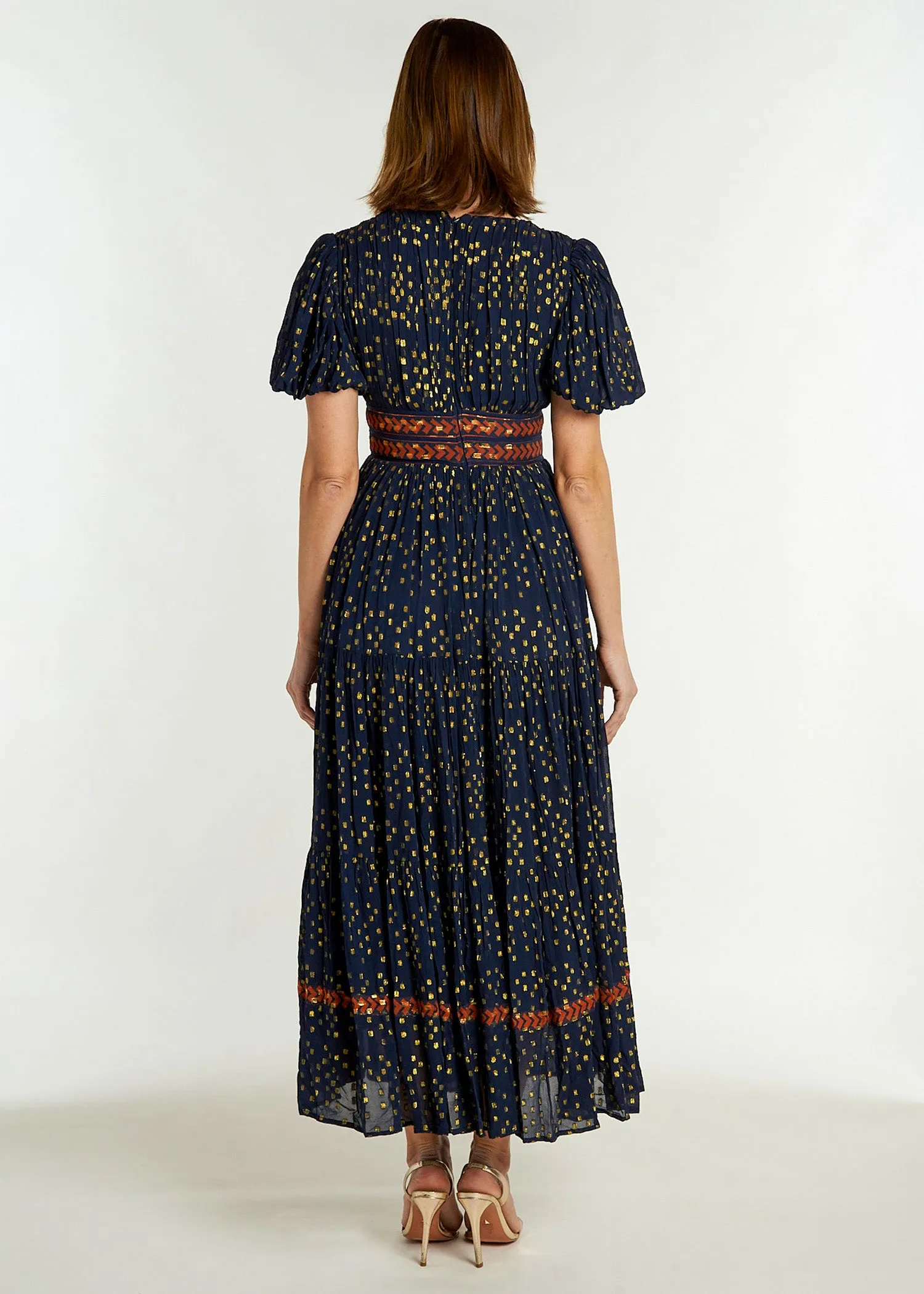 Heather Dress - Navy Blue/Gold