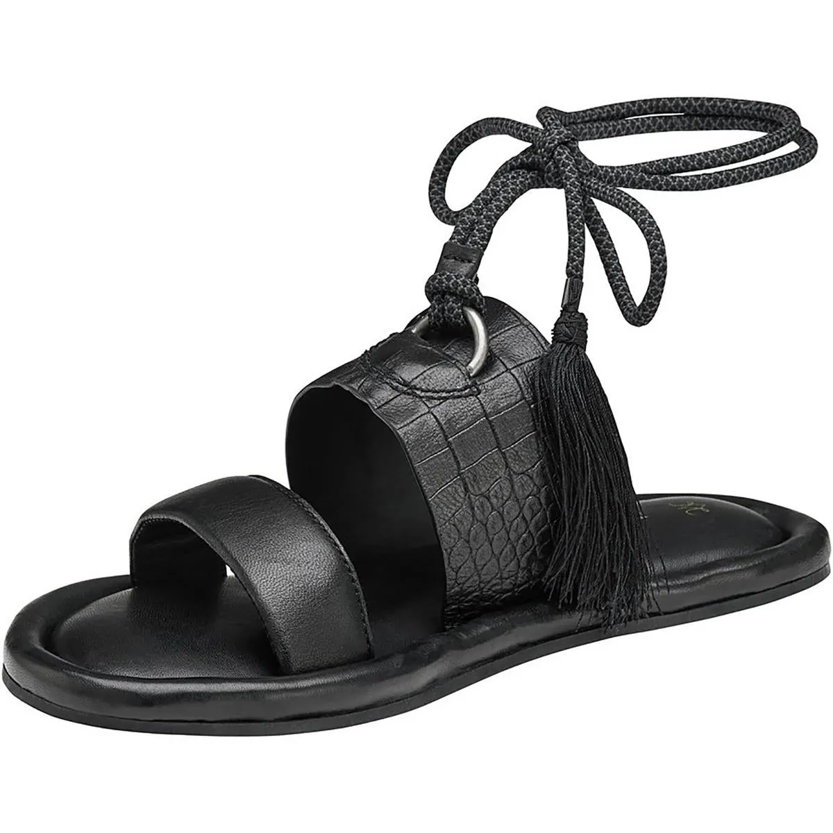 Johnston & Murphy Womens Zoey Faux Leather Ankle Wrap Slide Sandals