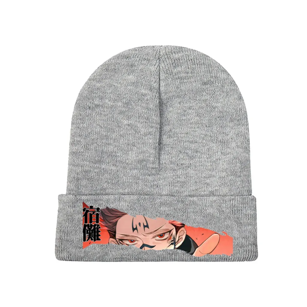 Knit Hat Jujutsu Kaisen Itadori Anime Winter Warm Beanie Caps Ryomen Sukuna Men Women Fashion Casual Bonnet