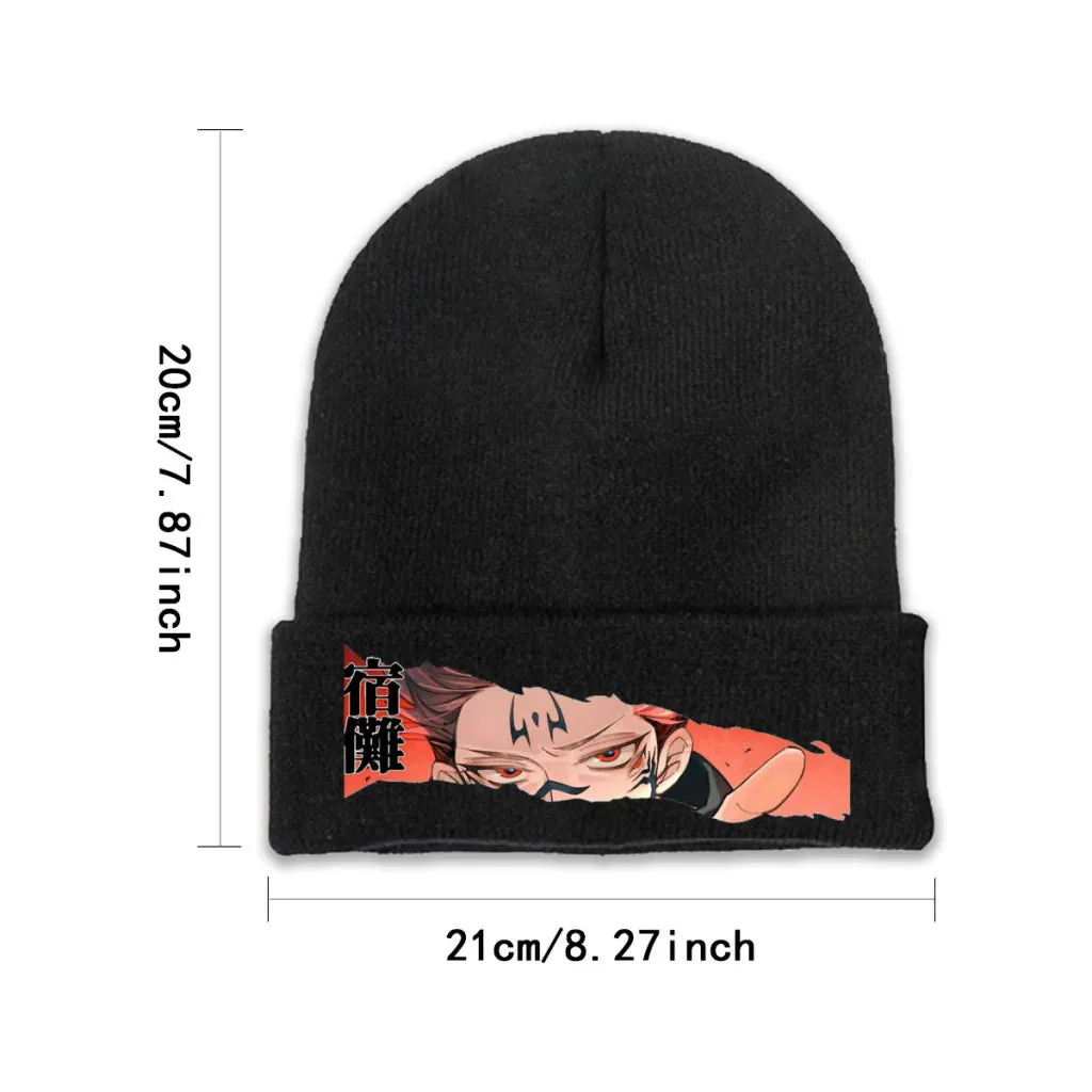 Knit Hat Jujutsu Kaisen Itadori Anime Winter Warm Beanie Caps Ryomen Sukuna Men Women Fashion Casual Bonnet