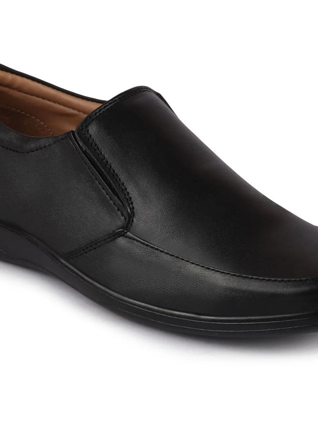 Men Black Formal Leather Slip On Shoes