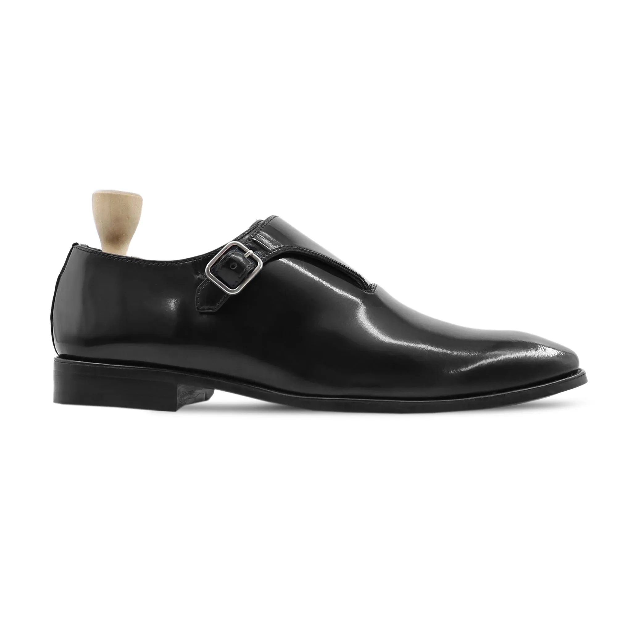 Orebro - Men's Black Box Leather High Shine Leather Single Monkstrap