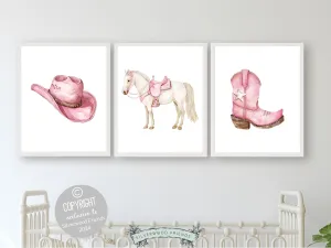 Pink Cowgirl Nursery Prints - Set of 3