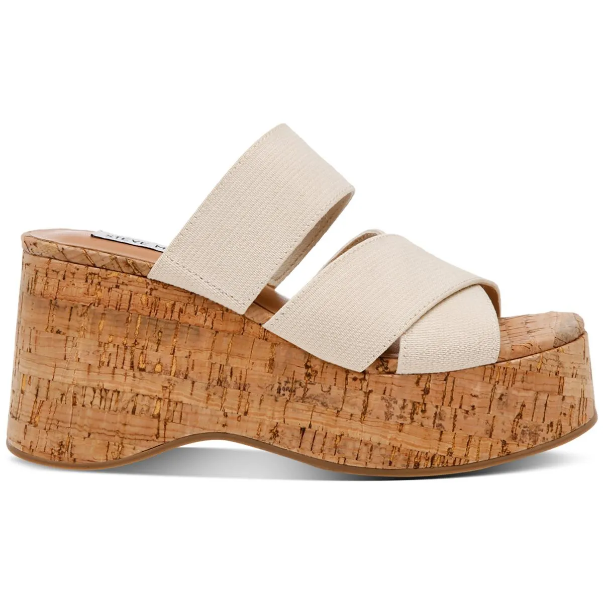 Steve Madden Womens Deo Cork Slip On Platform Sandals