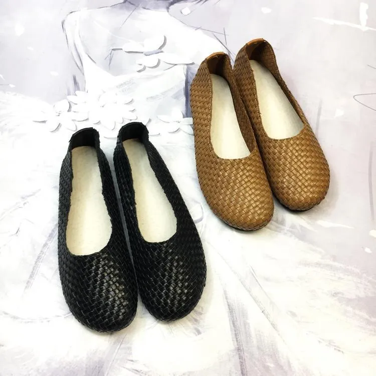 Summer New Flat Hand-Woven Leather Shoes