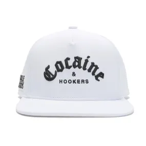 TOUR PRO Cocaine & Hookers Golf Hat in White with Flat Brim