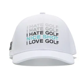 TOUR PRO I Hate Golf Hat in White with Curved Brim