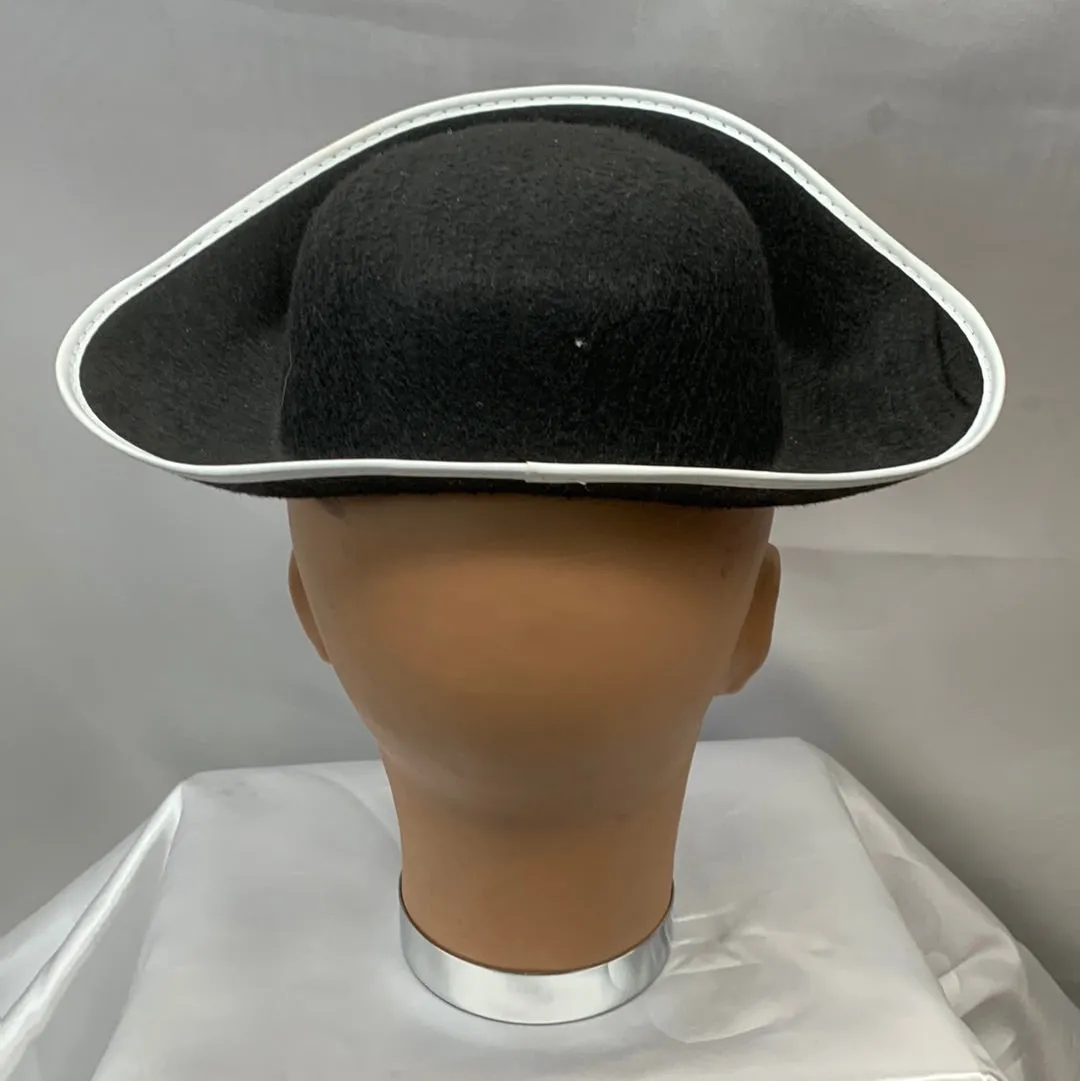 Tri Corner Black Child Hat w/White Trim