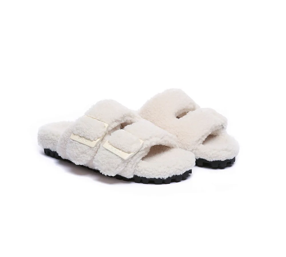 UGG AUSTRALIAN SHEPHERD Women Shearling Buckle Sandal Slides Jennie