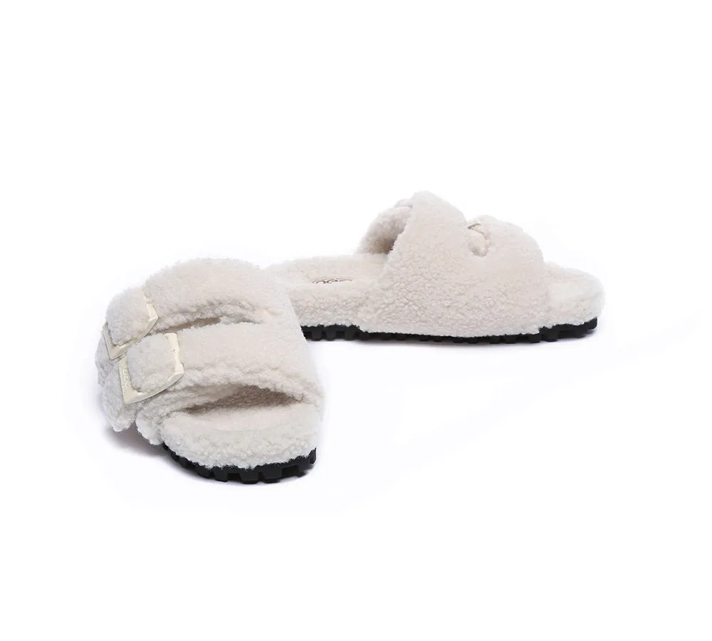 UGG AUSTRALIAN SHEPHERD Women Shearling Buckle Sandal Slides Jennie