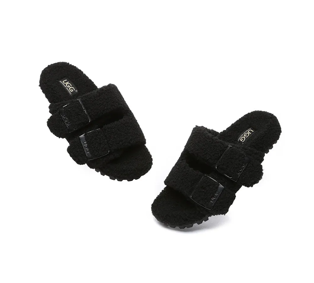 UGG AUSTRALIAN SHEPHERD Women Shearling Buckle Sandal Slides Jennie