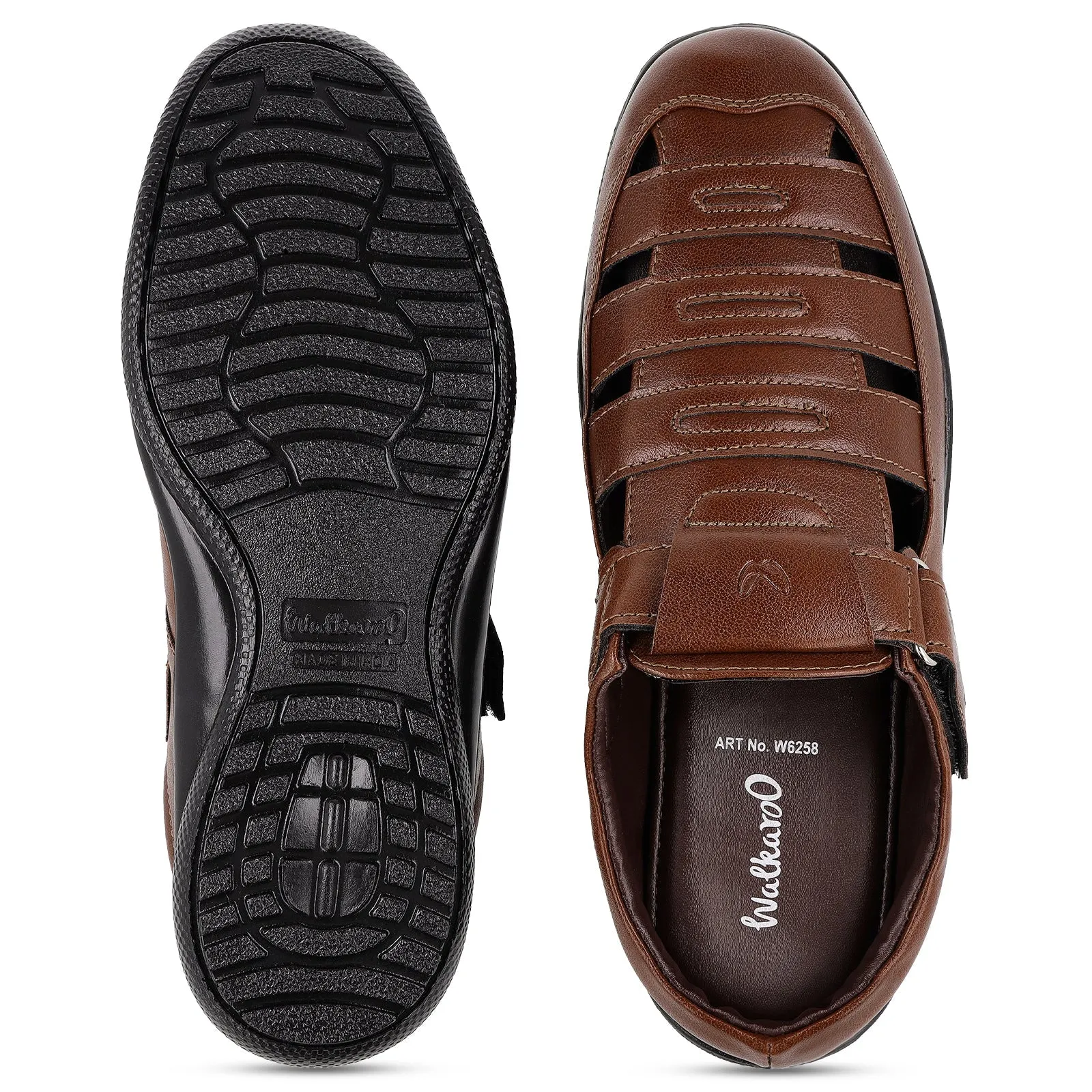 Walkaroo Men Roman Sandals  - WF6258 Brown