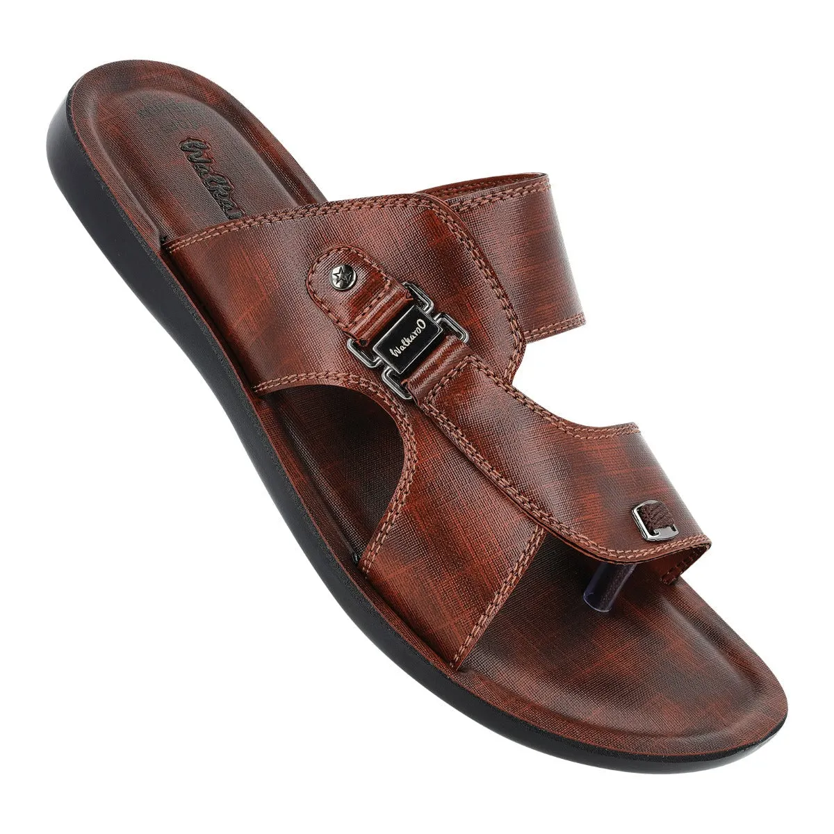 Walkaroo Men Solid Slide Sandals  - WG5335 Brown