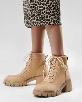 Women's Fashion Outdoor Solid Color Lace-up Chunky Heel Ankle Boots