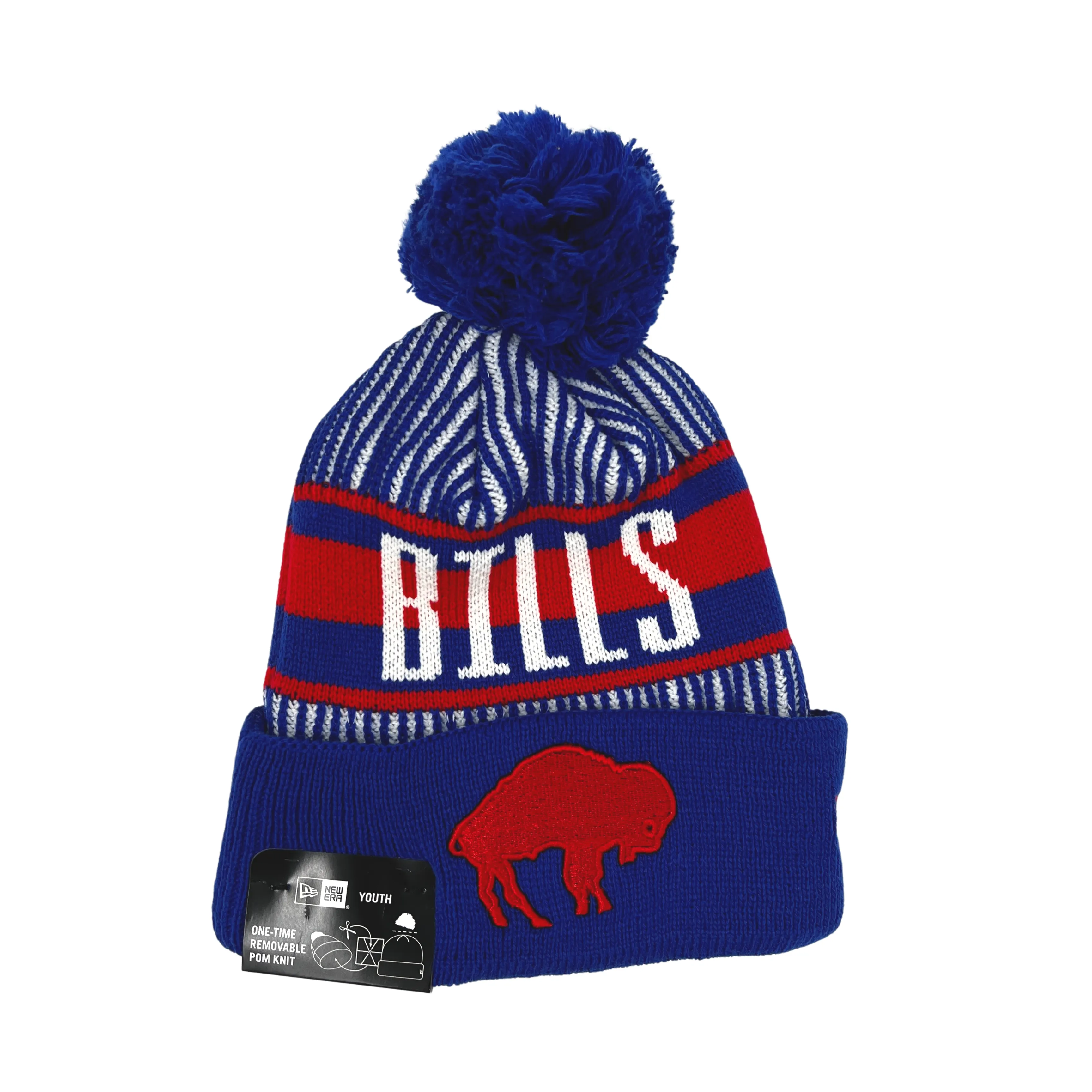 Youth New Era Bills With Standing Buffalo Striped Knit Hat